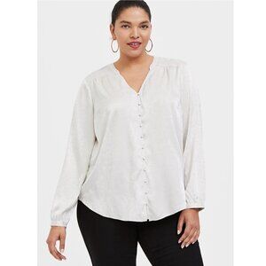 Torrid Ivory Jacquard Button Front Blouse